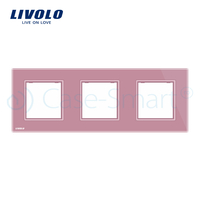 Rama priza tripla Livolo din sticla, roz