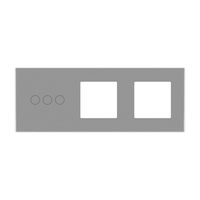 Panou Intrerupator Triplu cu Touch si 2 Prize Din Sticla LUXION, gri