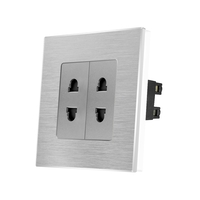 Priza Dubla cu Module Inguste cu Rama din Aluminiu LUXION, gri