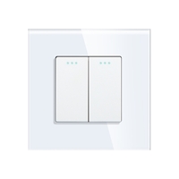 Intrerupator Dublu Cap Scara Mecanic LUXION cu Rama din Sticla, alb