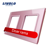 Rama priza dubla Livolo din sticla, roz