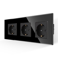 Priza Tripla cu Rama din Sticla LUXION, negru