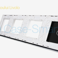 Rama intrerupator cu touch simplu+priza tripla LIVOLO din sticla, alb