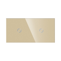 Panou Intrerupator Simplu + Simplu cu Touch Din Sticla LUXION, auriu