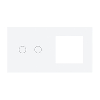 Panou Intrerupator Dublu cu Touch si Priza Simpla Din Sticla LUXION, alb