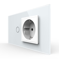 Intrerupator Simplu + Priza LIVOLO cu Rama Din Sticla, Standard Italian, 4M, alb