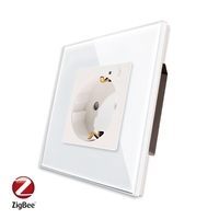 Priza Inteligenta cu Protocol Zigbee si Monitorizare Consum cu Rama Din Sticla LUXION, alb