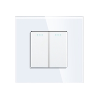 Intrerupator Dublu Mecanic cu Reset / Revenire LUXION cu Rama din Sticla, alb