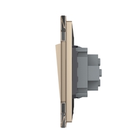 Intrerupator Simplu Mecanic si Cap Scara , 2 Module LIVOLO cu Rama din Sticla - Serie Noua, auriu