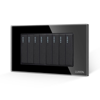 Intrerupator Mecanic 8 Posturi LUXION cu Rama din Sticla, Standard Italian, 4M, negru