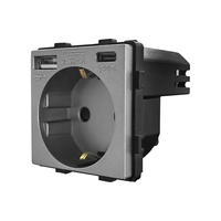 Modul Priza Simpla + USB-A + USB-C LUXION, gri