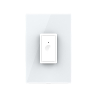 Intrerupator Simplu Cap Scara / Cruce cu Touch Livolo cu Rama Din Sticla 1M - Serie Noua, alb