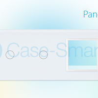 Panou intrerupator dublu+simplu+ priza Livolo din sticla, alb