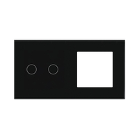 Panou Intrerupator Dublu cu Touch si Priza Simpla Din Sticla LUXION, negru