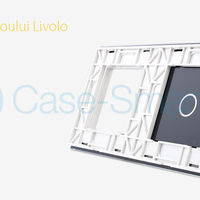 Panou intrerupator simplu cu touch si priza simpla Livolo din sticla, alb