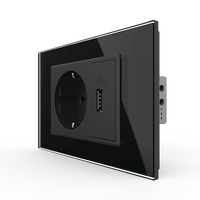 Priza simpla cu USB Livolo standard italian, negru