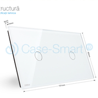 Panou intrerupator simplu+simplu cu touch Livolo din sticla, alb