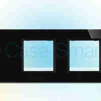 Panou intrerupator simplu cu touch si 2 prize Livolo din sticla, negru