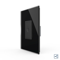 Intrerupator Simplu Cap Scara / Cruce cu Touch Livolo cu Rama Din Sticla 1M - Serie Noua, negru