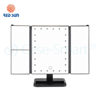 Oglinda cosmetica rotativa RedSun, Led-uri cu variator pentru make-up, negru