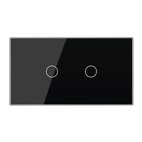 Intrerupator Simplu + Simplu cu Touch LIVOLO cu Rama Din Sticla, Standard Italian, 4M, negru