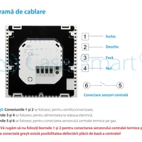 Termostat WiFi pentru centrala termica pe gaz si incalzire in pardoseala, Aplicatia mobila Smart Life, BeOk BOT-313WiFi, alb