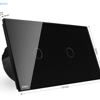 Panou intrerupator simplu+simplu cu touch Livolo din sticla, negru