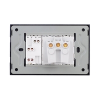 Priza Schuko + Universala Italiana cu Rama din Sticla LUXION, Standard Italian, 3M, negru