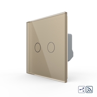 Intrerupator Dublu Cap Scara / Cruce Wireless cu Touch LIVOLO - Serie Noua, auriu