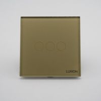 Intrerupator Triplu cu Touch din Sticla LUXION, 500W, auriu