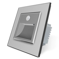 Lampa de veghe LED Livolo cu rama din sticla, Senzor miscare incorporat, gri