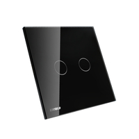 Panou intrerupator dublu cu touch Livolo din sticla, negru