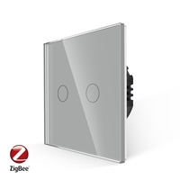 Intrerupator Dublu cu Touch din Sticla LUXION, protocol ZigBee, gri