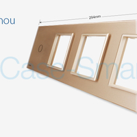 Rama intrerupator cu touch simplu+priza tripla LIVOLO din sticla, auriu