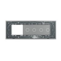 Panou Intrerupator Dublu + Dublu cu Priza LIVOLO din Sticla, Standard Italian - 6/7M, gri