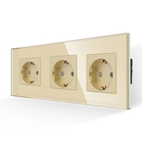 Priza Tripla cu Rama din Sticla LUXION, auriu