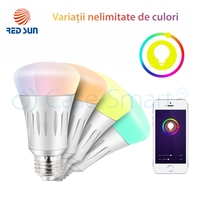 Bec inteligent LED RGB wifi rotund Red Sun, control de pe aplicatie mobila - RS-SLD02-E27
