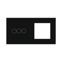 Panou Intrerupator Triplu cu Touch si Priza Simpla Din Sticla LUXION, negru