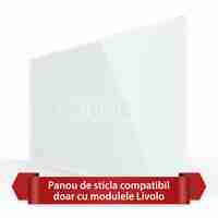 Panou Intrerupator Dublu + Dublu cu Touch LIVOLO din Sticla, Standard Italian - 4M, alb