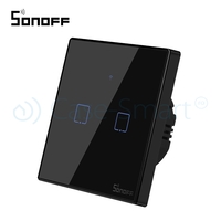 Intrerupator dublu cu touch Sonoff T3EU2C, Wi-Fi + RF, Control de pe telefonul mobil