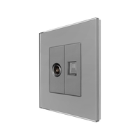 Priza TV + Internet cu Rama din Sticla LUXION, gri