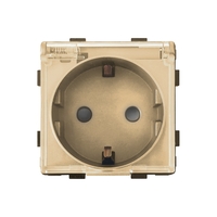 Modul Priza Simpla cu Capac Fara Rama Din Sticla LUXION, auriu