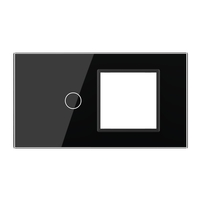 Panou Intrerupator Simplu cu Priza LIVOLO din Sticla, Standard Italian - 4M, negru