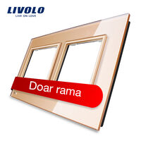 Rama priza dubla Livolo din sticla, auriu