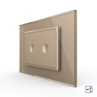 Intrerupator dublu cap scara / cap cruce cu touch Livolo cu rama din sticla, standard Italian - Serie noua, auriu