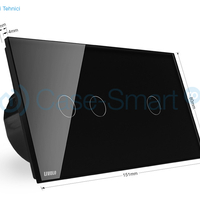 Panou intrerupator dublu + simplu cu touch Livolo din sticla, negru