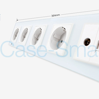 Priza cvintupla + priza TV Internet Livolo cu rama din sticla, alb