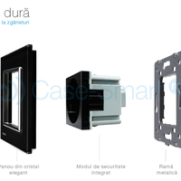 Priza simpla Livolo cu rama din sticla, auriu