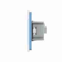 Priza dubla Livolo cu rama din sticla, albastru