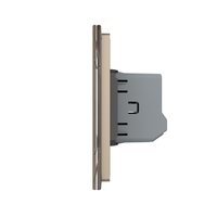 Intrerupator Dublu + Dublu + Dublu cu Touch LIVOLO cu Rama Din Sticla, Standard Italian, 6M, auriu